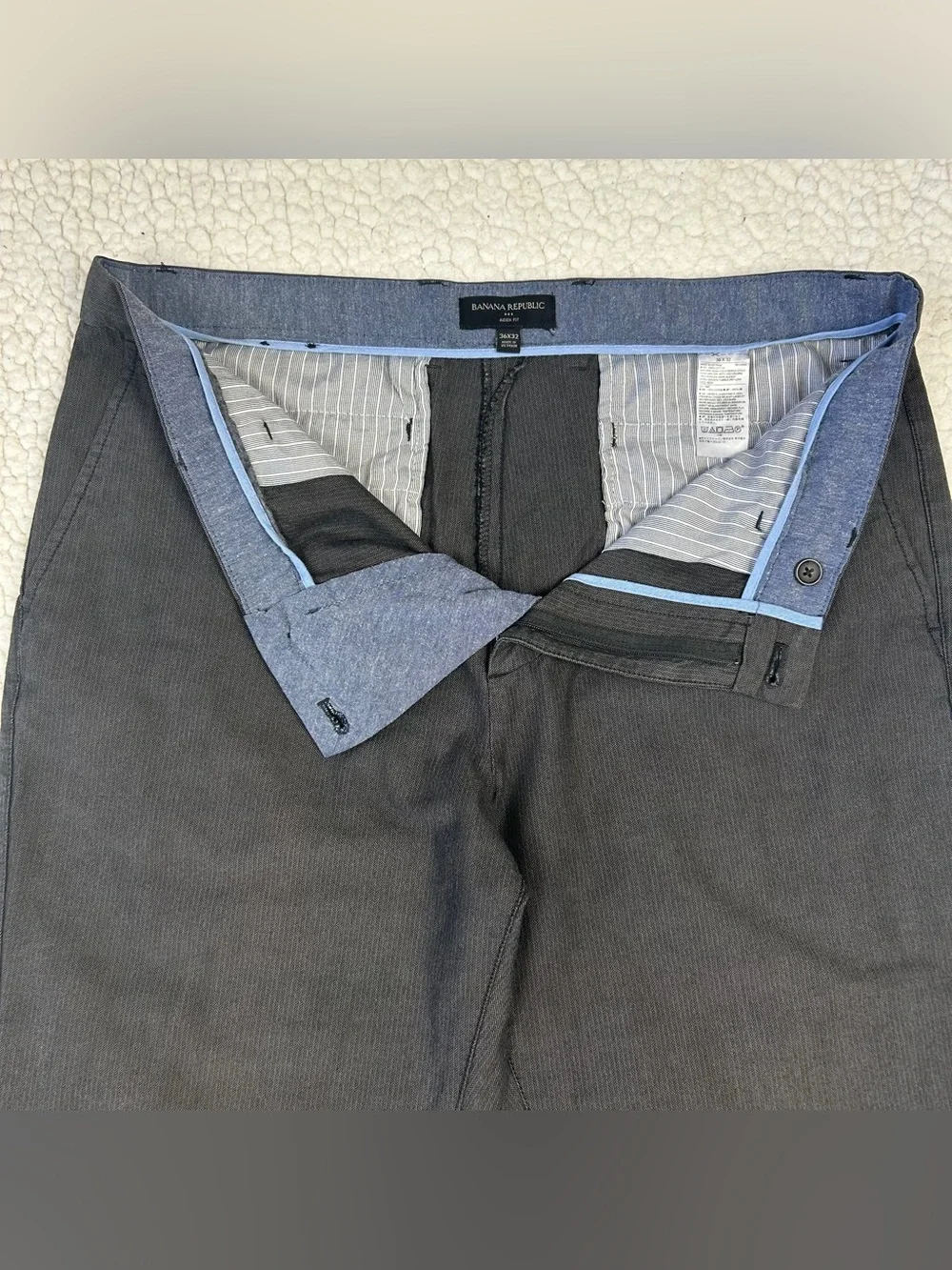 Banana Republic Aiden Fit Pants Mens Size 36W Gray Flat Front Chino